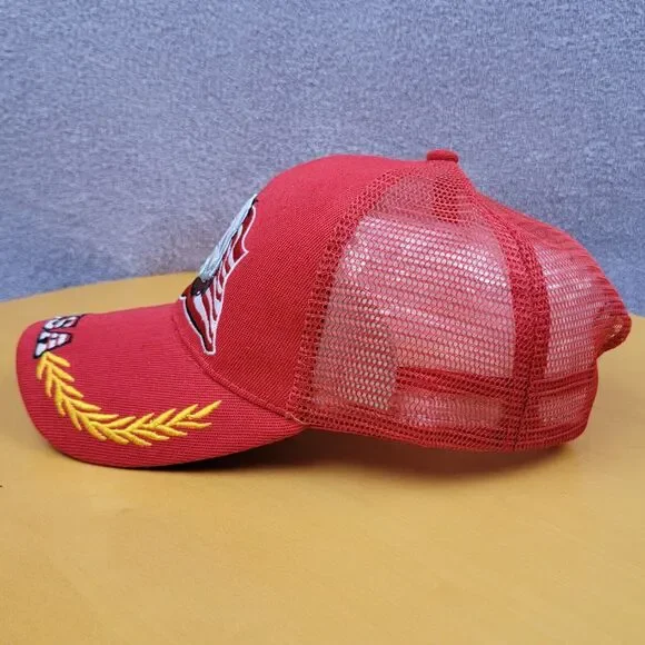 Embroidered USA Bald Eagle Shadow Snapback Trucker Hat Red American Flag Cap - Picture 10 of 16